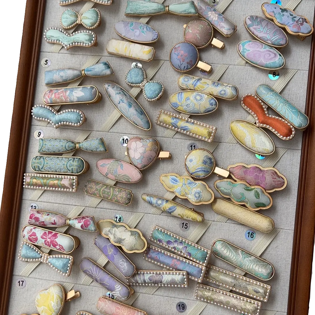 手工宋锦发夹非遗边夹