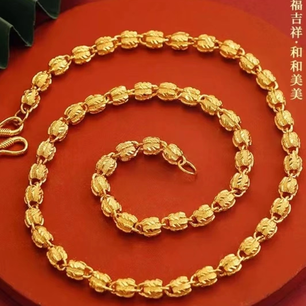 合金项链 金色链子饰品2025年新款核桃项链大气霸气光面霸气精美