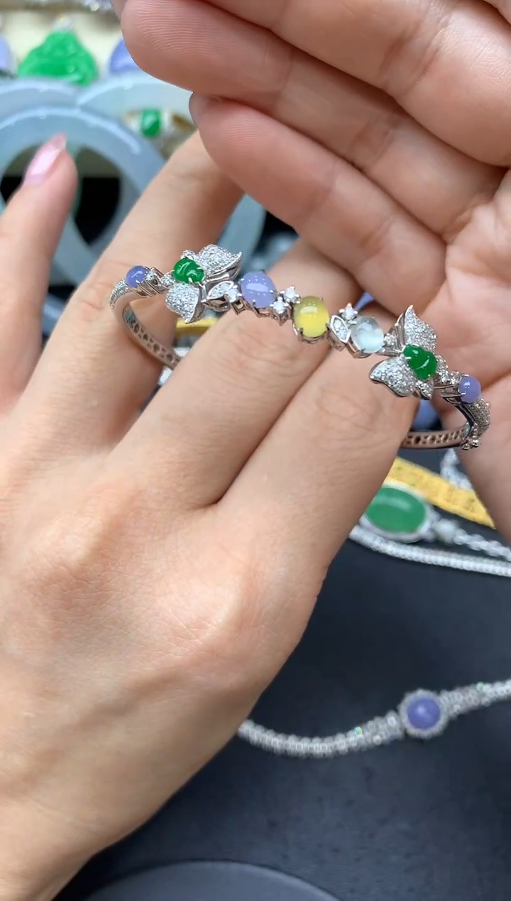 【闪购商品】翡翠手镯18K金镶嵌481-中国好珍宝