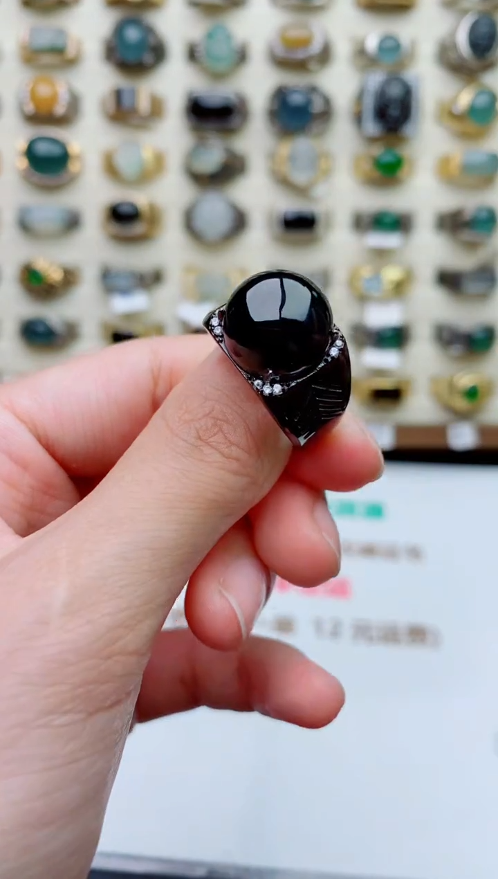 翡翠戒指未镶嵌天然翡翠男戒