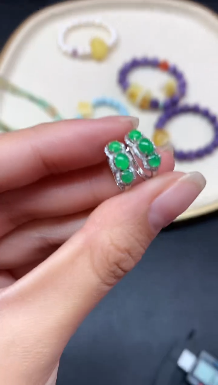 【闪购商品】翡翠耳饰18K金镶嵌A304|3680