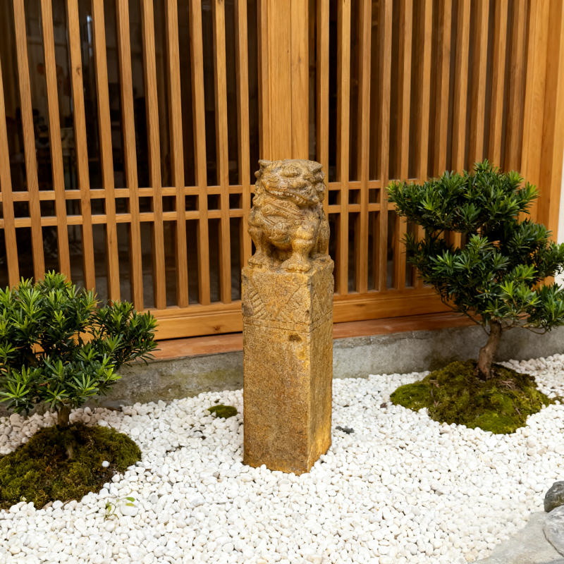 新中式貔貅拴马柱仿古做旧工艺花园造景布置室内玄关落地装饰摆件