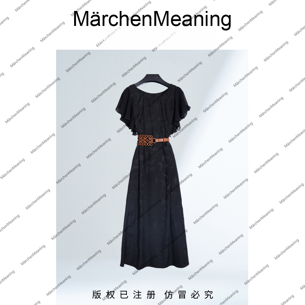 2025夏季新款显瘦轻奢收腰修身优雅设计师款提花连衣裙大俊