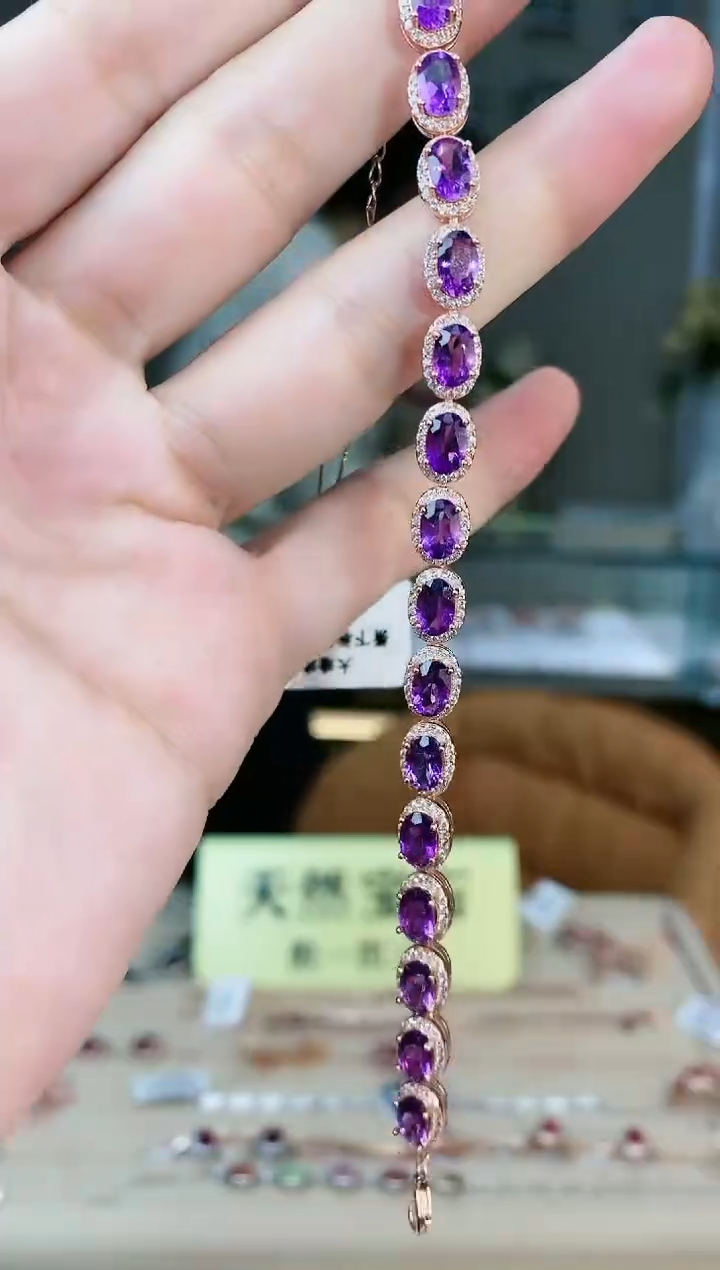【闪购商品】紫晶手链银S925镶嵌手链