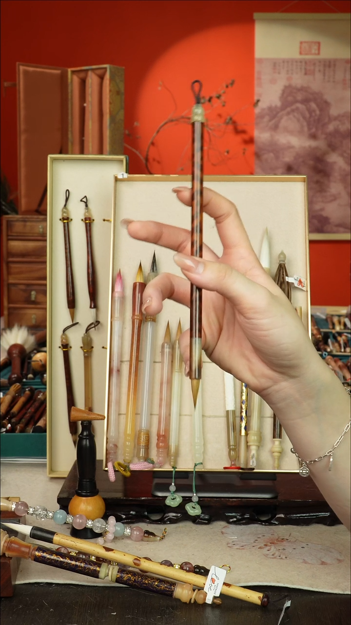 317号闪孤品高货毛笔链接 清水试笔 蘸墨不退