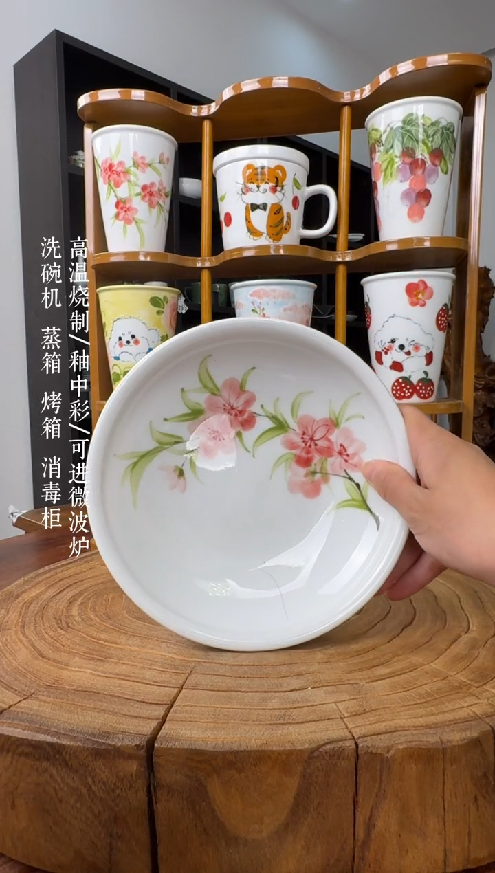 瓷片景德镇手绘釉中彩（食品级）月亮盘