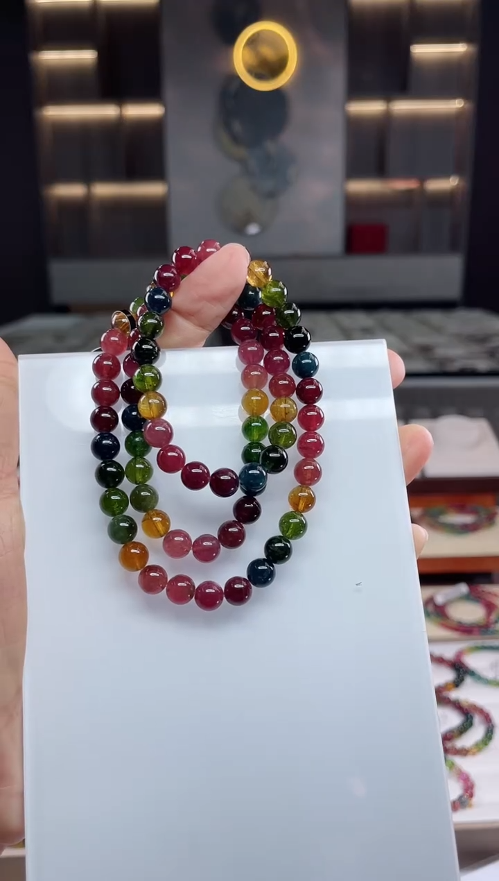 未镶嵌三圈手串碧玺（多样性发一条）Q