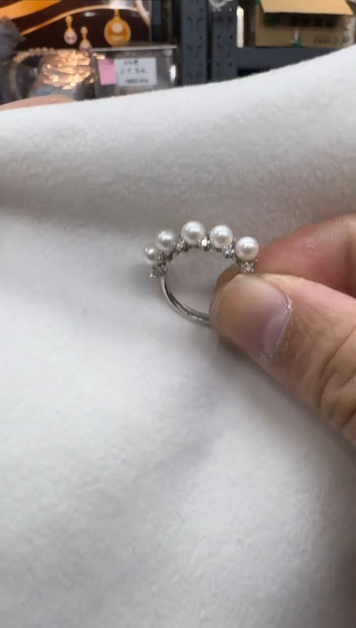 【闪购商品】淡水珍珠戒指银S925镶嵌4mm