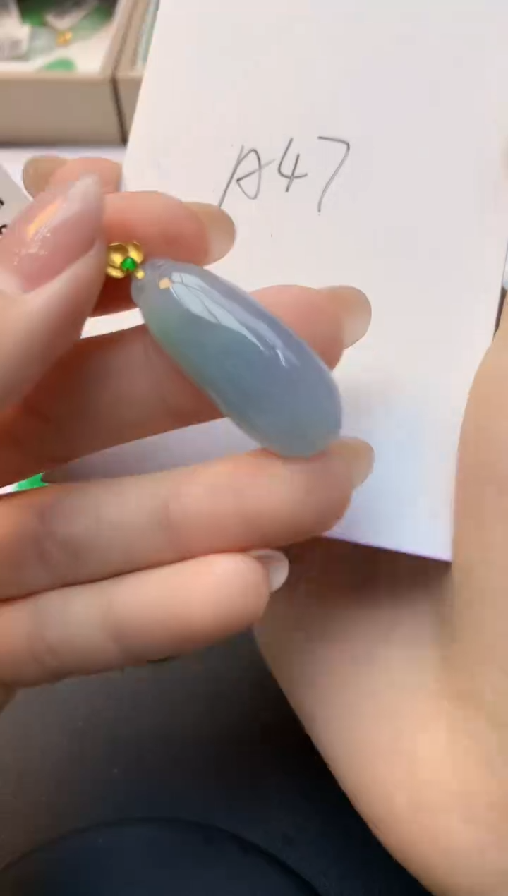 颈饰18K金镶嵌翡翠天然A货缅甸翡翠百元以上9元证书费自理