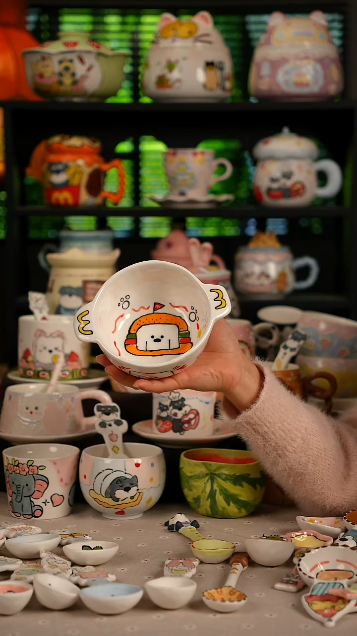 陶瓷无盖款景德镇高温釉下彩纯手绘创意瓷