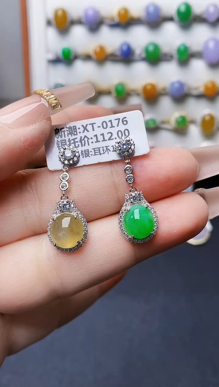 银S925镶嵌戒指翡翠0043