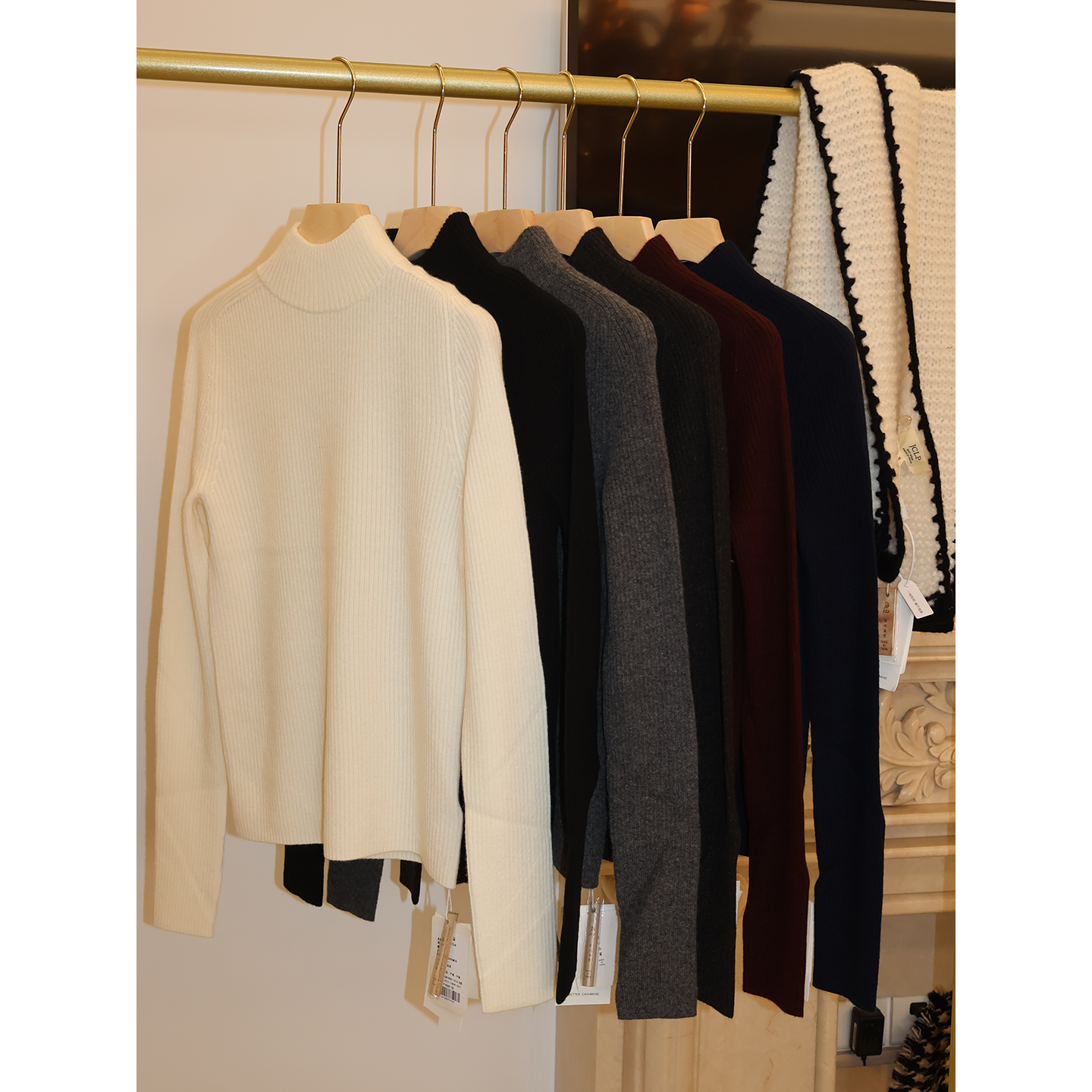 JCLP 经典内搭山羊绒12针坑条烟管半高领修身打底套头衫36755