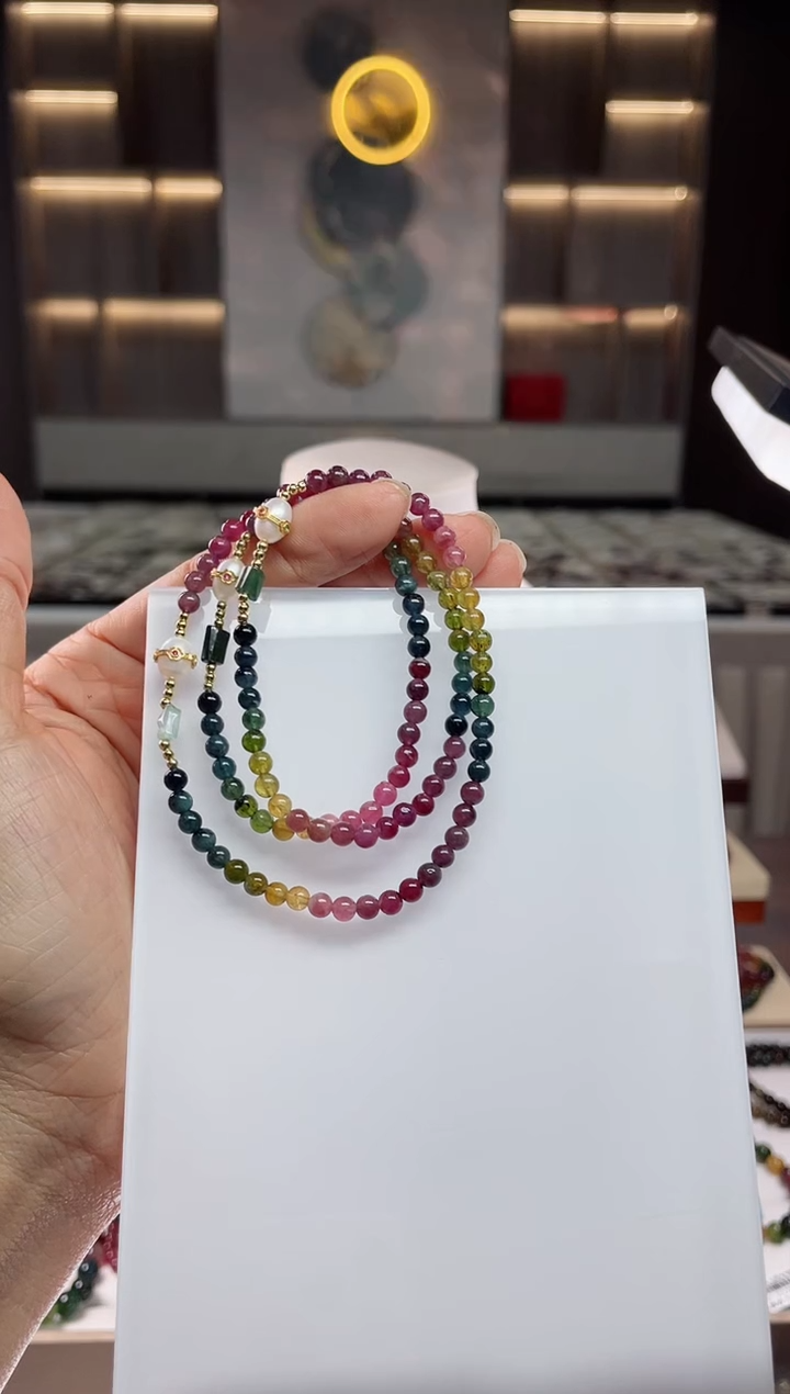 【闪购商品】三圈手串未镶嵌碧玺（多样性发一条）Q