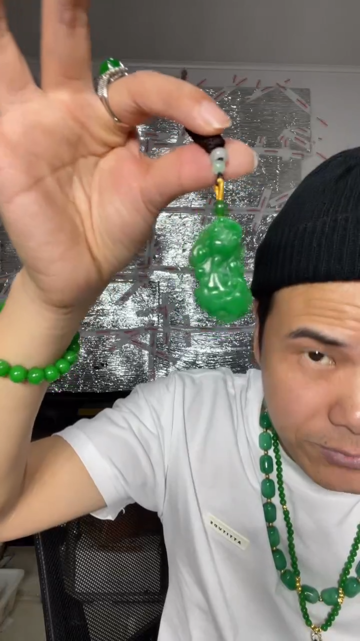 翡翠未镶嵌吊坠(赠链)【小伍珠宝】缅料貔貅发财吊坠