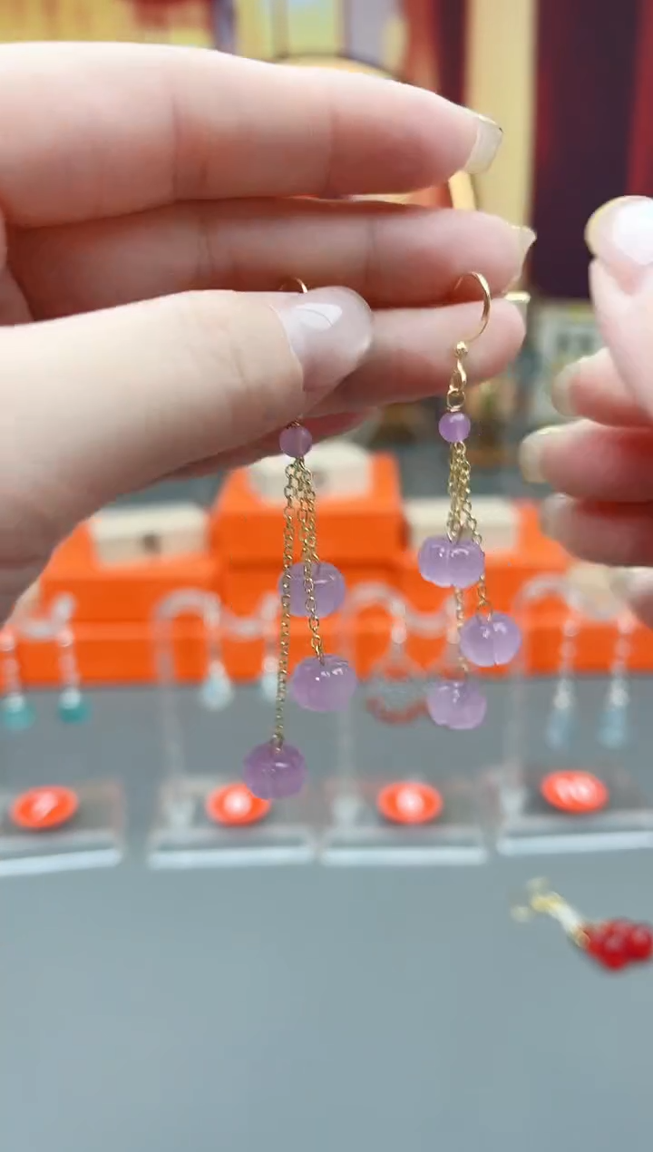 未镶嵌石英质玉（非洲翠）耳钉X05 