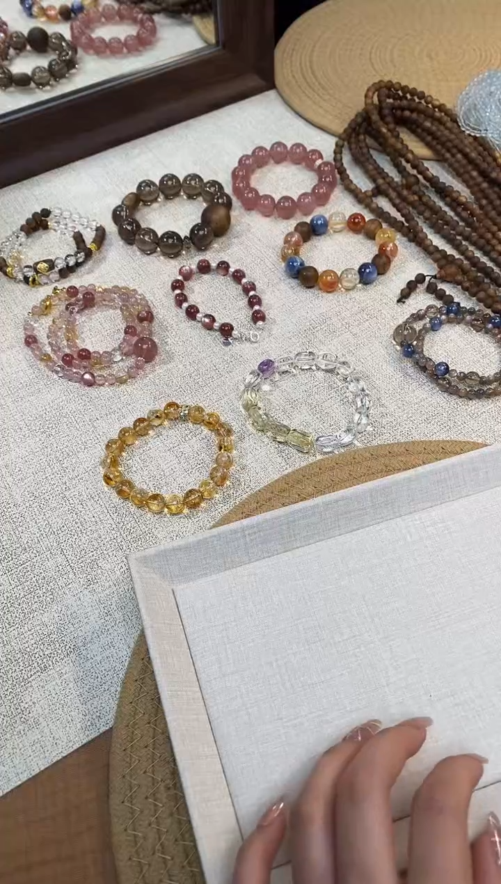 合金手链水晶补拍《几何森林》孔雀石白水茶晶设计11-12mm多样发一