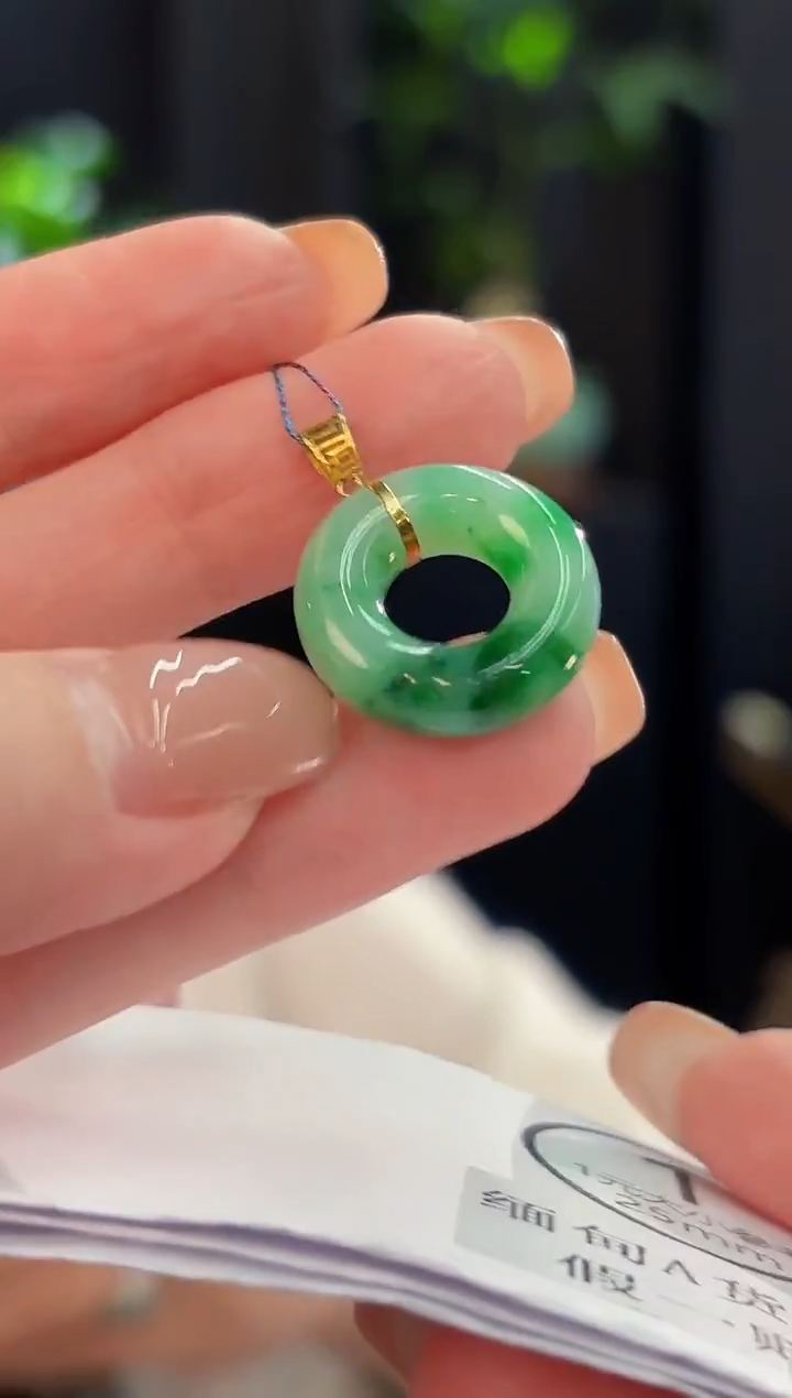 颈饰18K金镶嵌翡翠缅甸A货/支持复检/一件