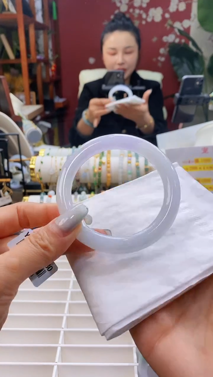 【闪购商品】翡翠手镯未镶嵌157冰紫57-59/9.7*9.6圆条