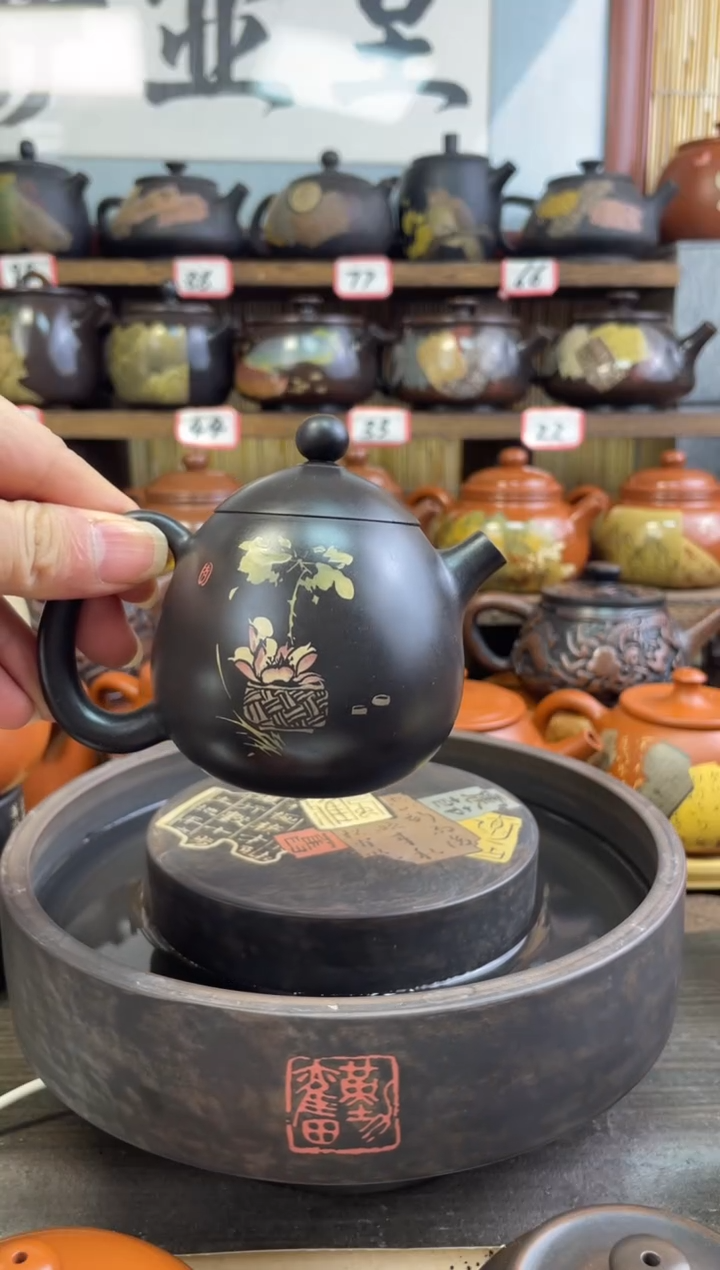 【闪购商品】壶建水紫陶还原烧彩填龙蛋壶