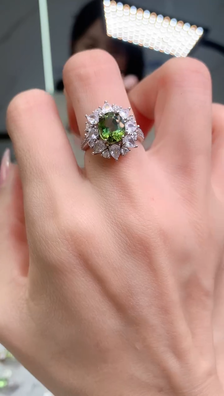 【闪购商品】碧玺戒指银S925镶嵌42-21