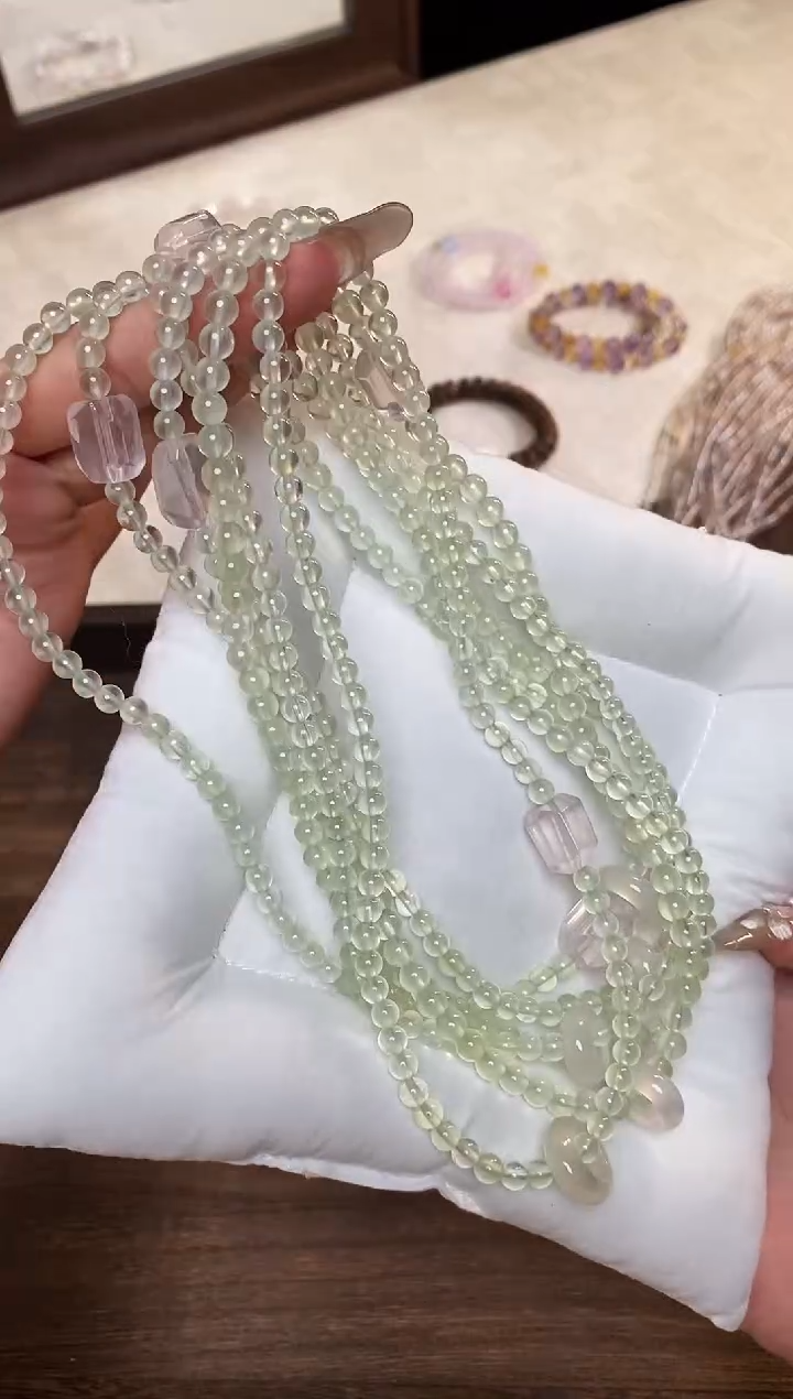 合金手链水晶5-6葡萄石粉晶荔枝冻跑环多样性发一