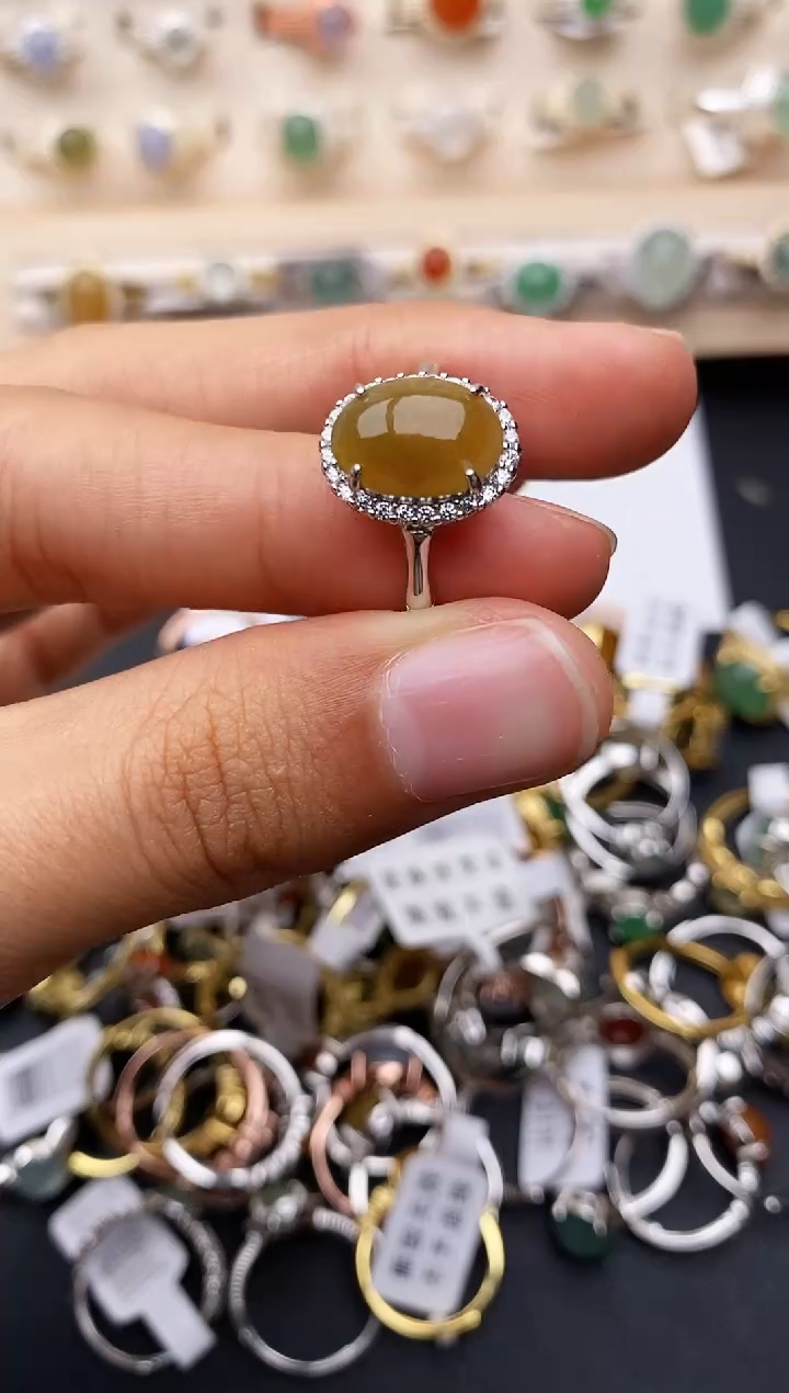 【闪购商品】翡翠戒指银S925镶嵌缅甸翡翠