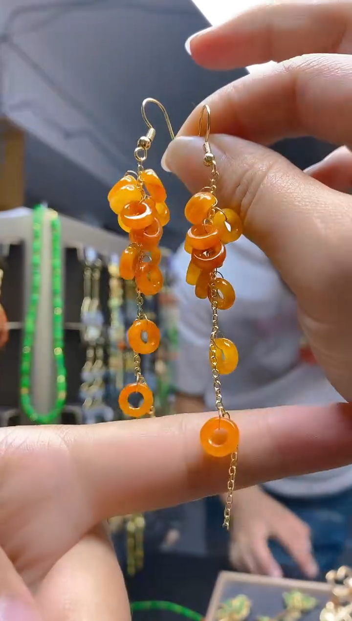 翡翠合金耳饰0353翡翠耳钩