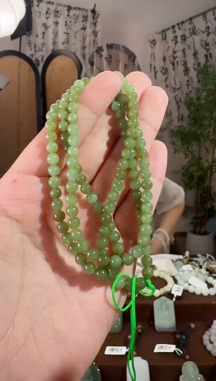 颈饰未镶嵌和田玉碧玉108 5mm