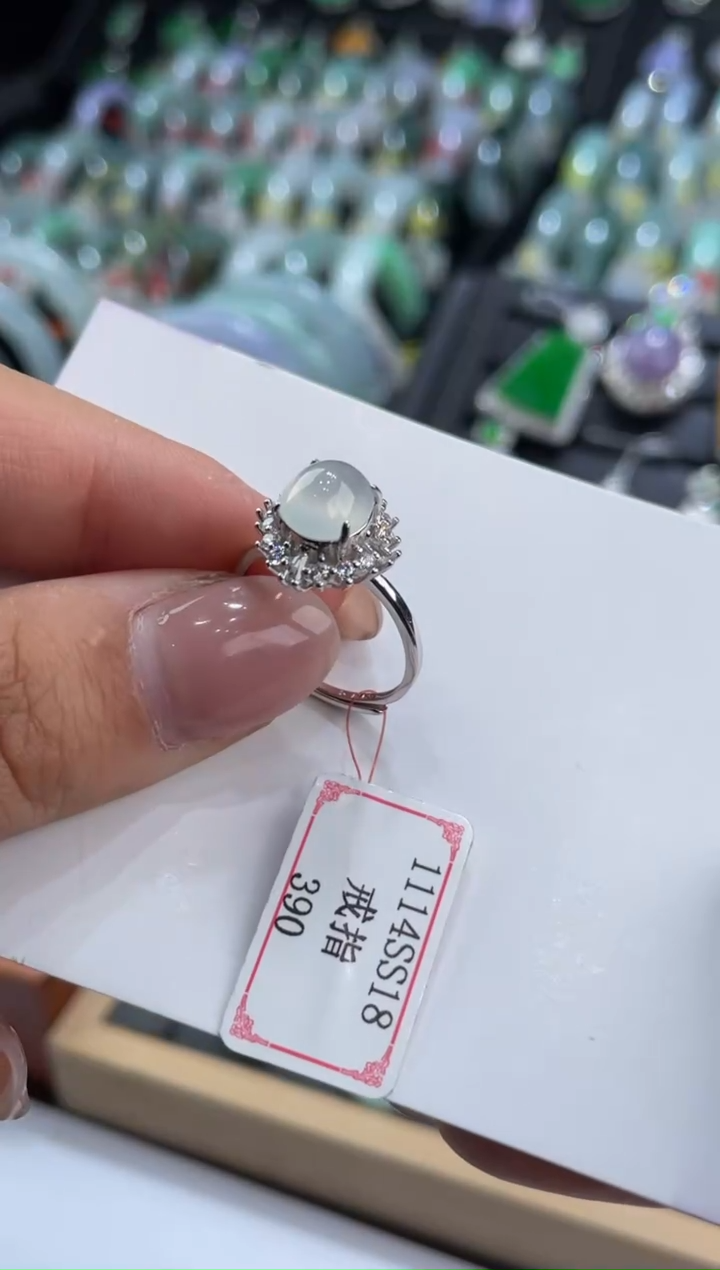 银S925镶嵌戒指翡翠1114SS18