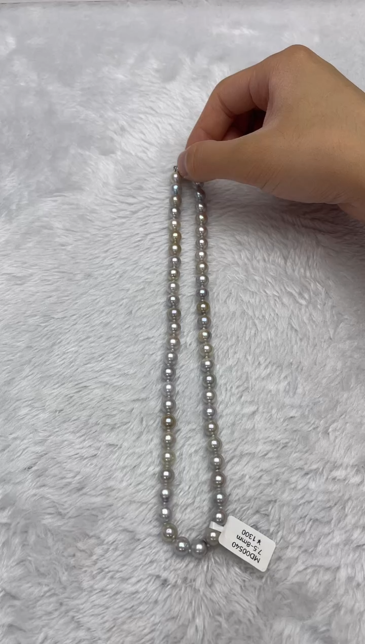 项链银S925镶嵌海水珍珠AK真多麻7.5-8mm