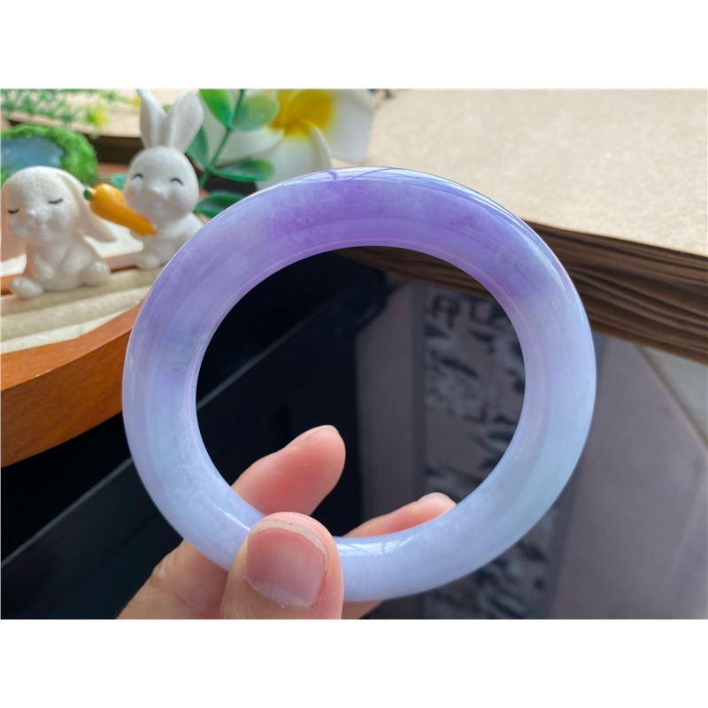 天然翡翠10.03批紫罗兰圆条8869号56.8-11.5-11.1 厚天然翡翠手镯