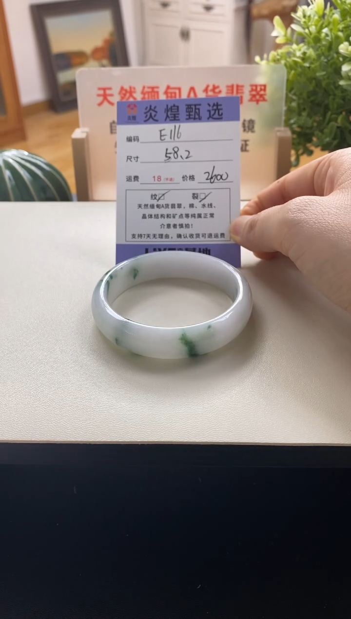 未镶嵌手镯翡翠圈口58编码e116