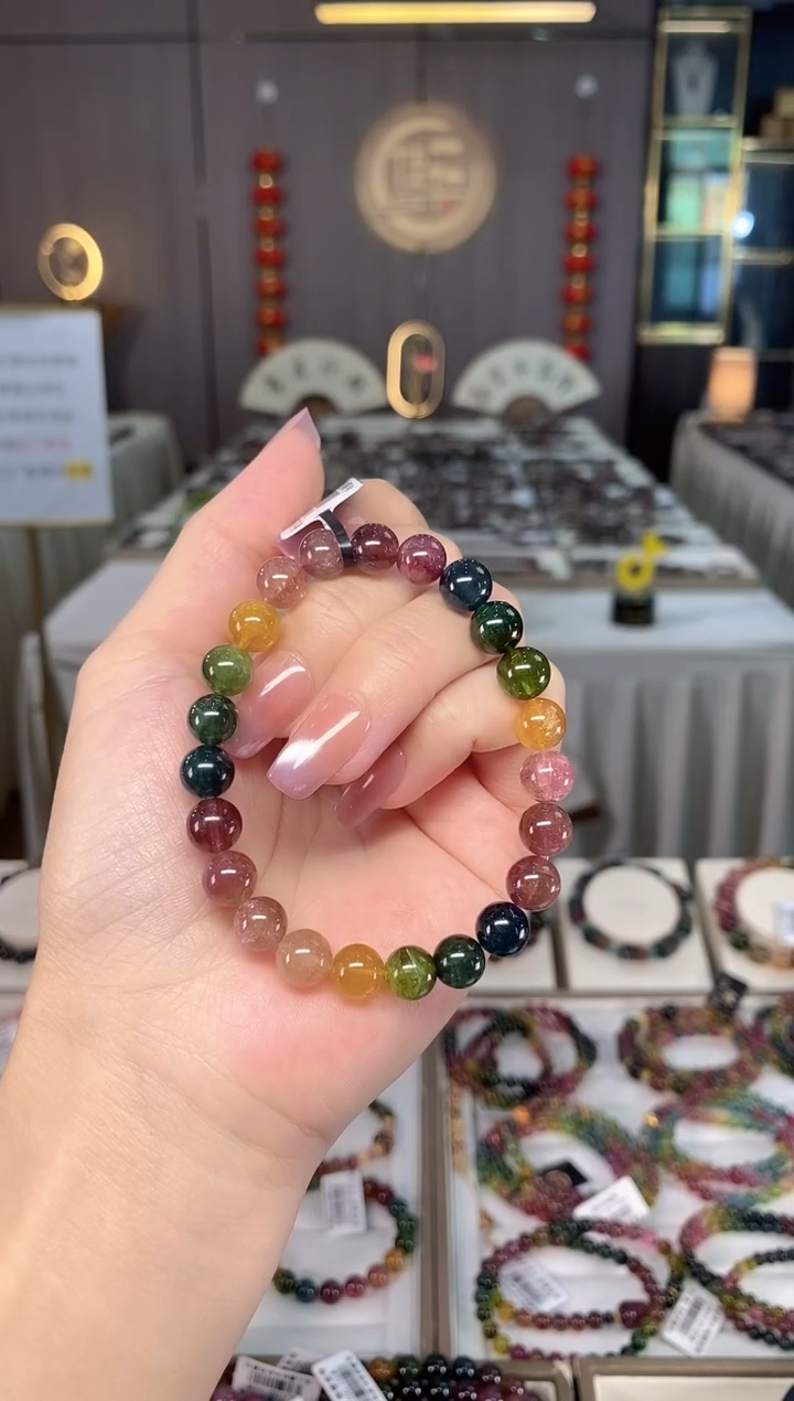 未镶嵌老矿碧玺彩虹单圈手串8mm+碧玺多样性发货一条hon