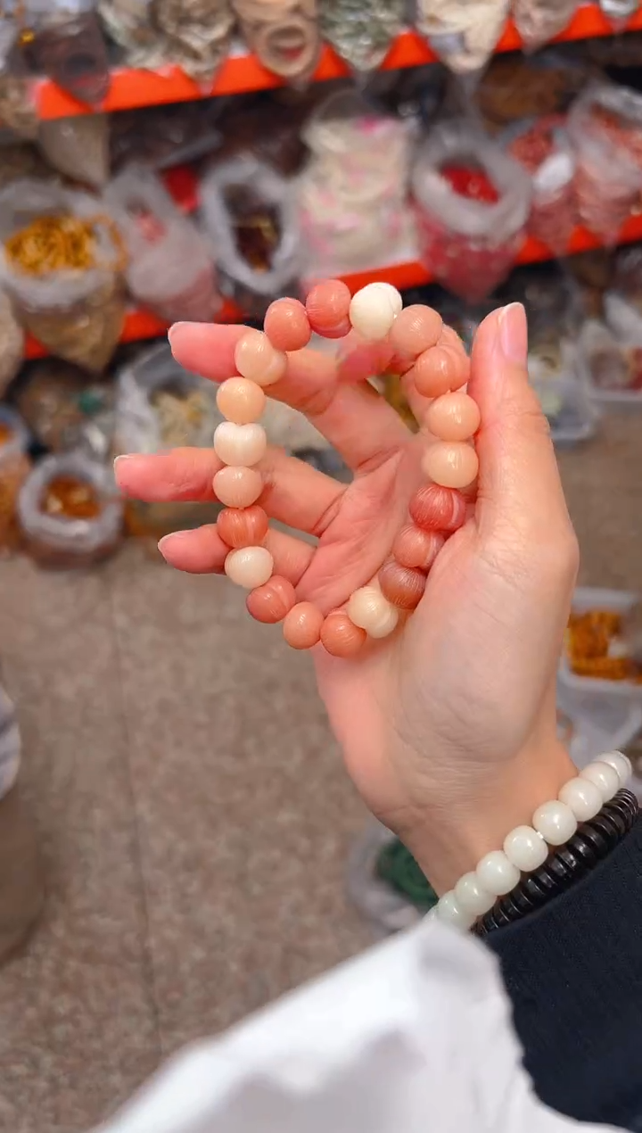 吊坠菩提根/象牙果粉色屁桃单圈