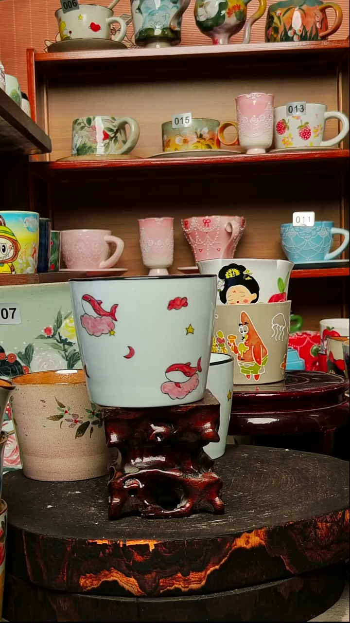 摆件陶景德镇创意手绘高温陶瓷水杯有瑕