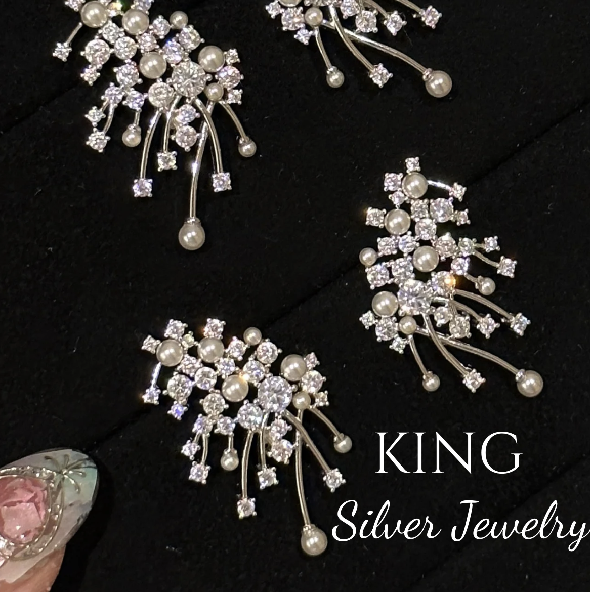 925银耳饰 king银饰烟花耳钉百搭轻奢复古气质送老婆女友