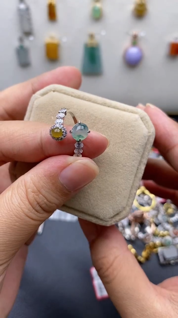 银S925镶嵌戒指翡翠1