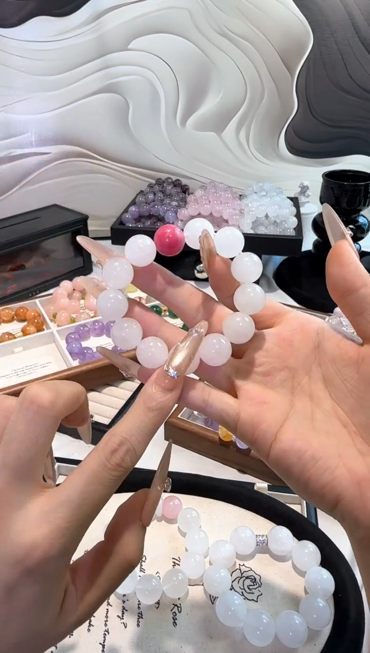 水晶手串未镶嵌白幽灵X蔷薇辉
