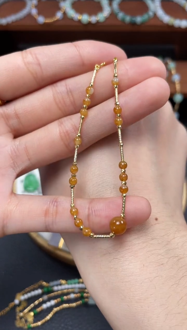 【闪购商品】翡翠套链18K金镶嵌一个  JK645