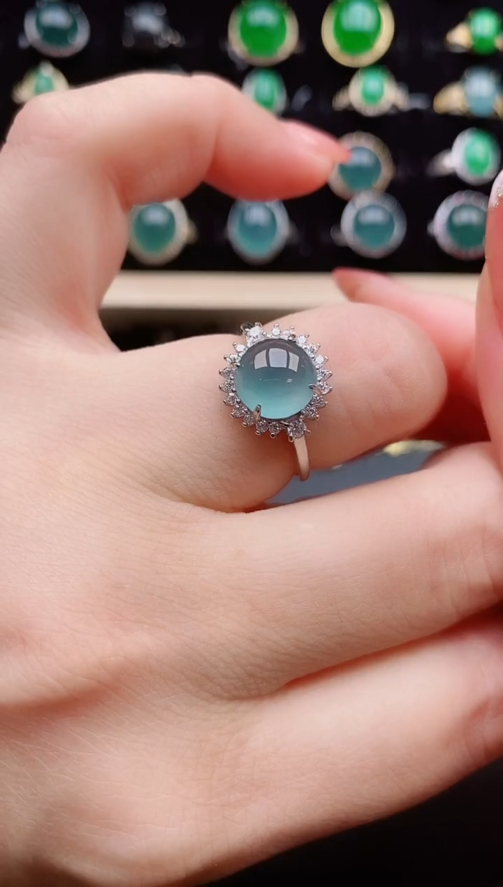 【闪购商品】翡翠戒指银S925镶嵌12121