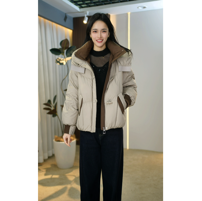 【垚佳定制】D355-1欧版洋气时尚羽绒服2025冬季新款白鸭绒羽绒服女