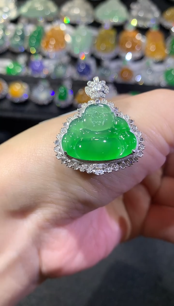 【闪购商品】翡翠吊坠(不含链)18K金镶嵌33-佛公