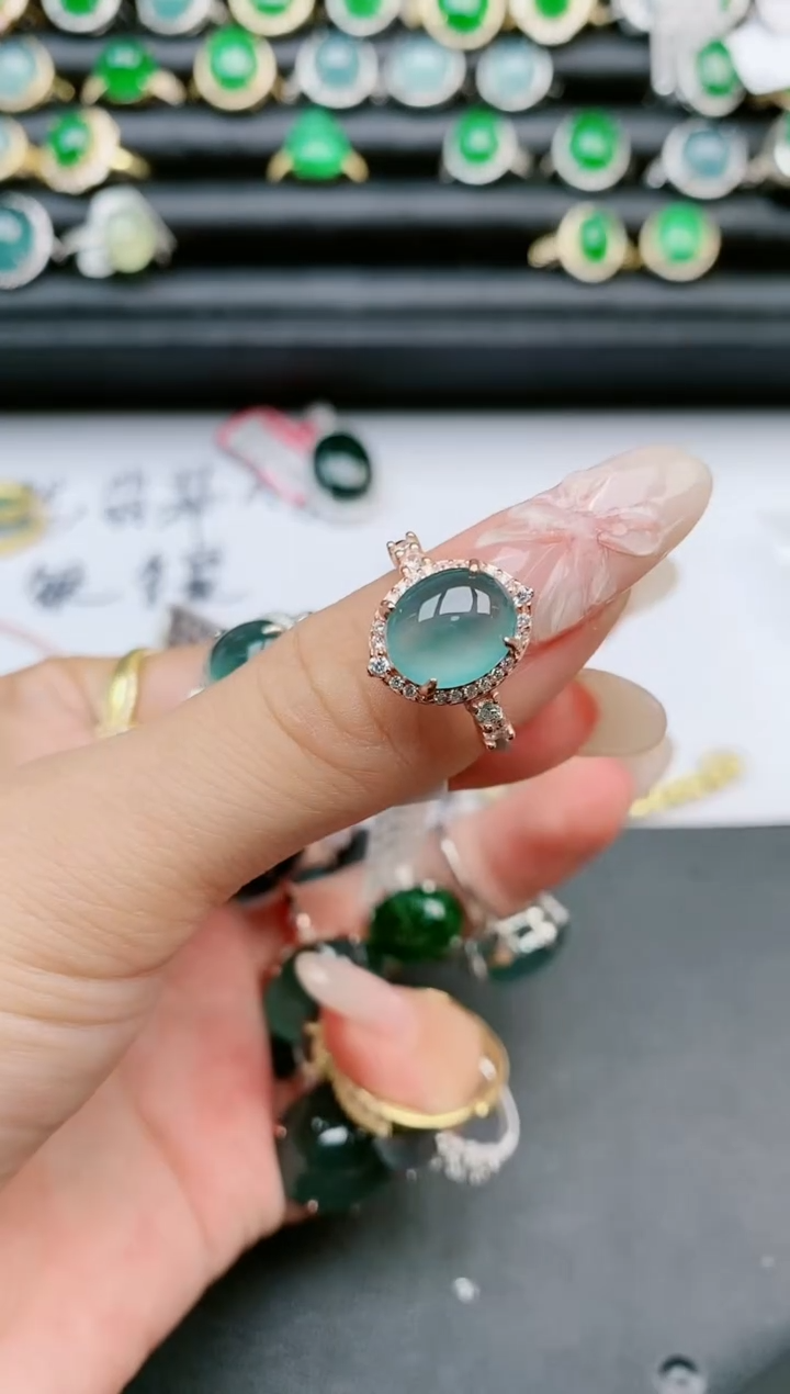 翡翠戒指银S925镶嵌11111