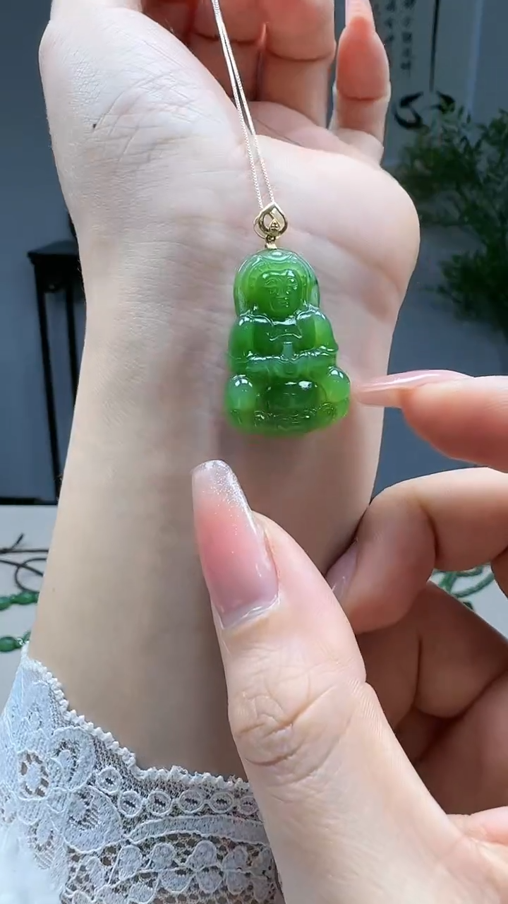 吊坠(不含链)18K金镶嵌和田玉1