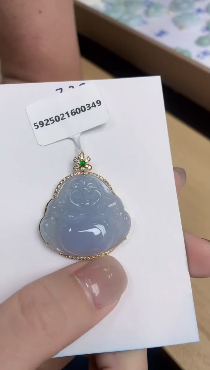 【闪购商品】翡翠颈饰18K金镶嵌天然缅甸翡翠A货