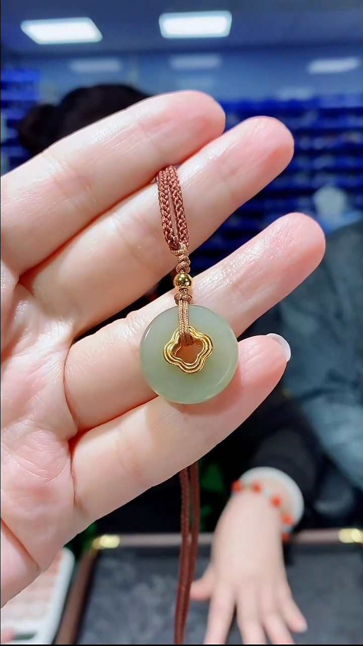 颈饰银S925镶嵌和田玉DZ6863