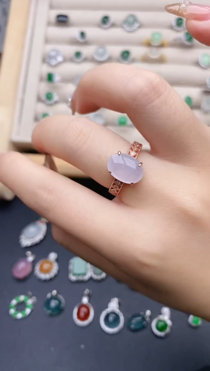 银S925镶嵌戒指翡翠0