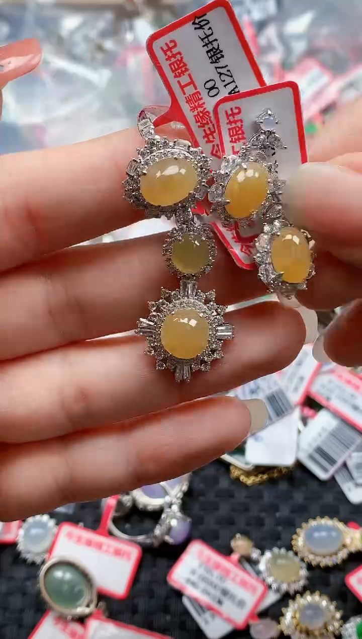 银S925镶嵌戒指翡翠天然A货缅甸翡翠