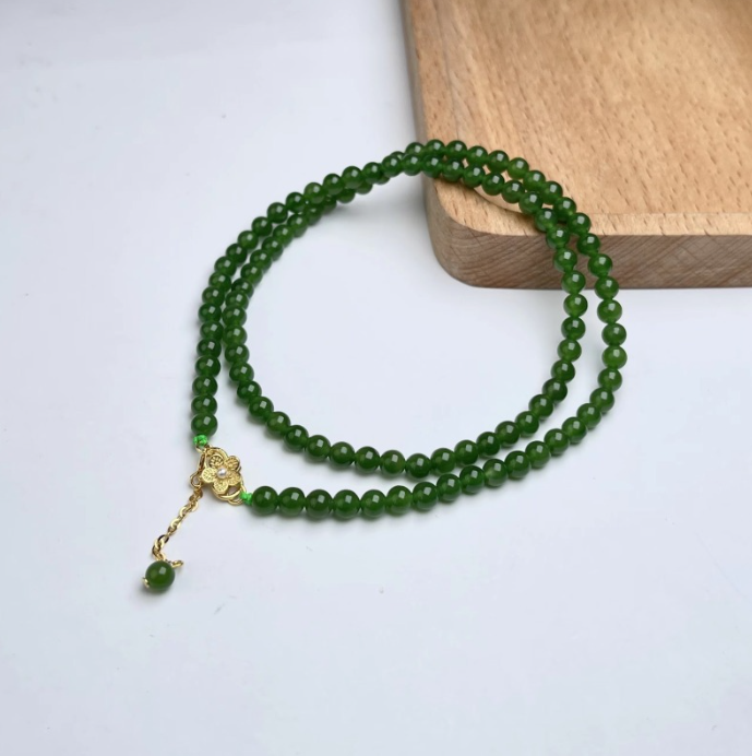 菲菲珠宝好*S925碧玉项链-圆珠约4.5mm