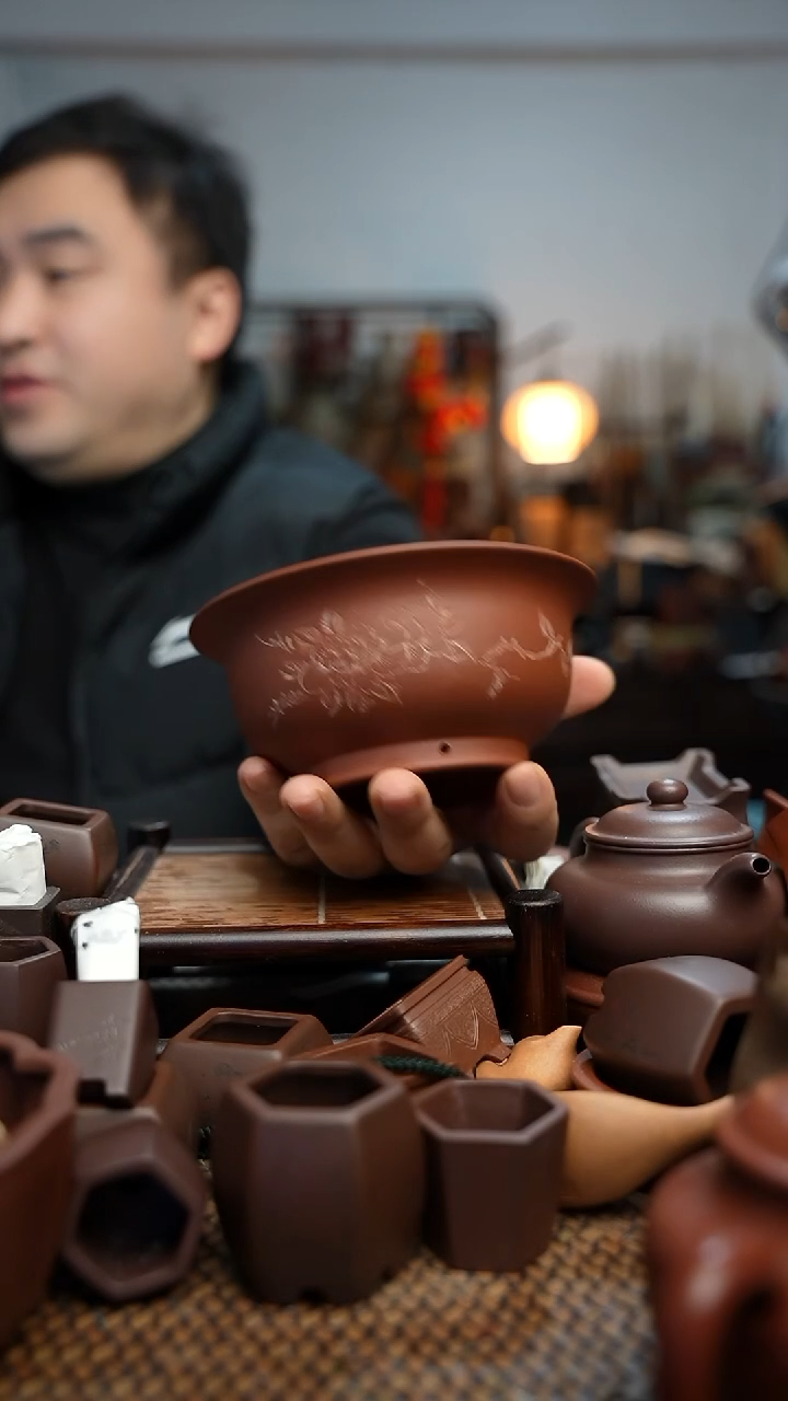 紫砂花盆長木軒精品紫砂内口11.5*5